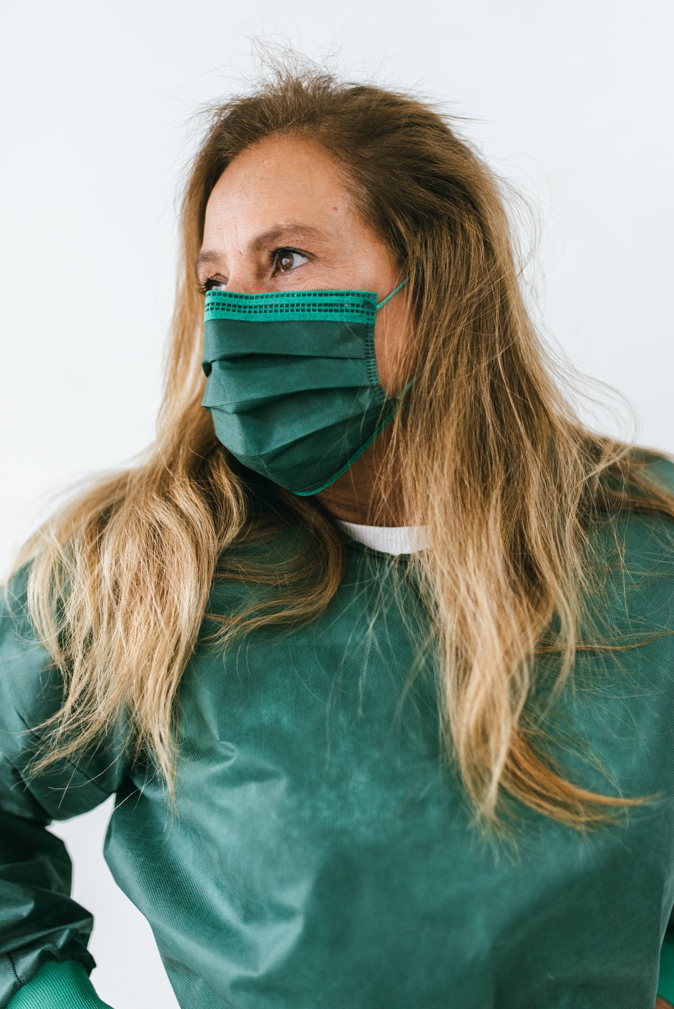 Máscara descartável verde